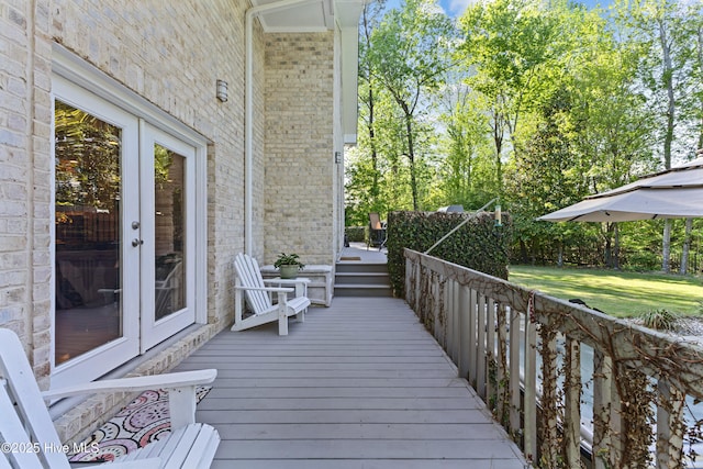 deck with a lawn
