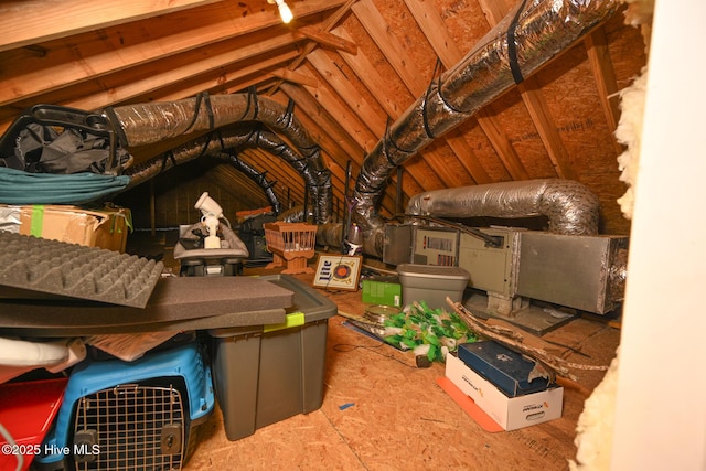 view of unfinished attic