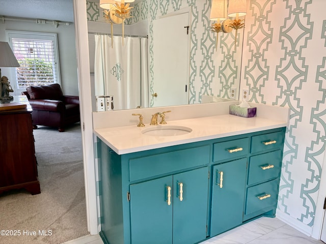 207 Bump A Long Ln, Southern Pines, NC 28387 - full bathroom featuring vanity and wallpapered walls