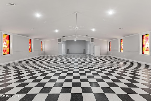 1233 Haw Branch Rd, Beulaville, NC 28518 - garage with baseboards, a ceiling fan, recessed lighting, and visible vents