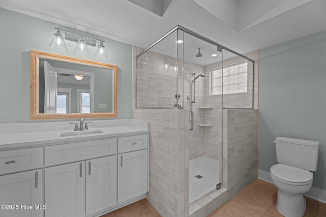 1129 Bennett Rd Unit 8B, Minnesott Beach, NC 28510 - full bathroom featuring tile patterned flooring, a shower stall, toilet, and vanity