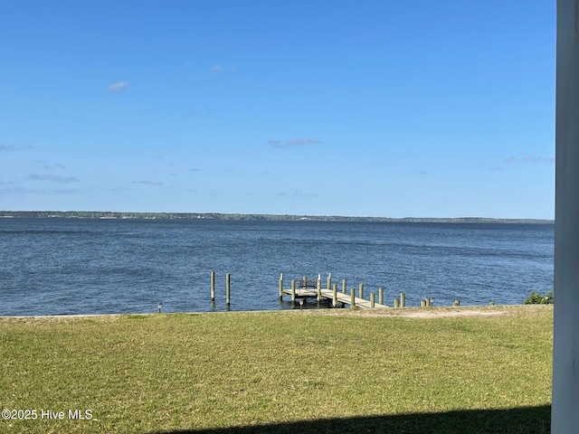 1129 Bennett Rd Unit 8B, Minnesott Beach, NC 28510 - view of dock featuring a water view and a lawn