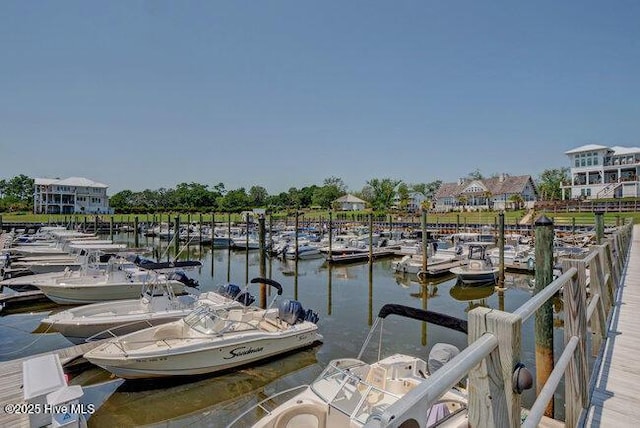 dock area featuring a water view