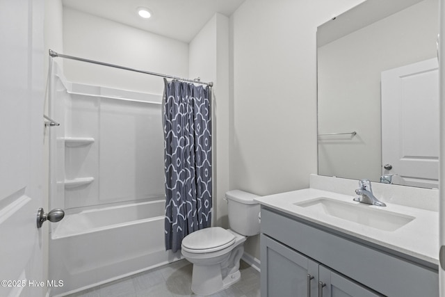 5900 Santo Domingo Ct, New Bern, NC 28560 - full bathroom with vanity, shower / bath combo with shower curtain, and toilet