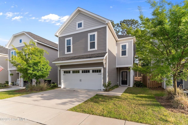 761 Cypress Village Pl, Wilmington, NC 28412 - traditional home with a front lawn, driveway, a shingled roof, and a garage