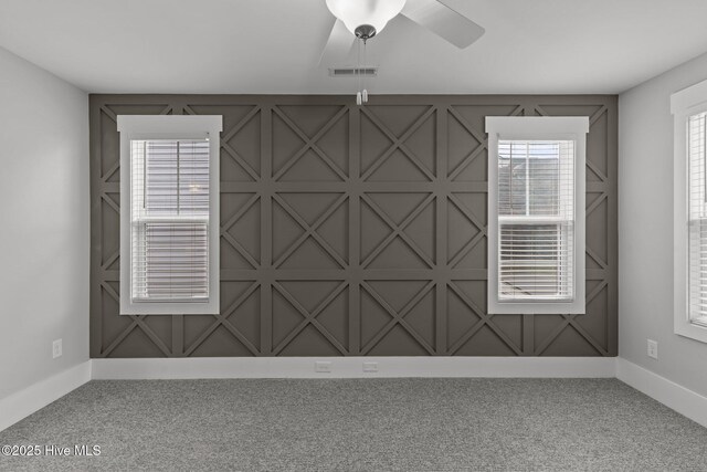 761 Cypress Village Pl, Wilmington, NC 28412 - unfurnished room featuring ceiling fan, carpet floors, visible vents, and baseboards