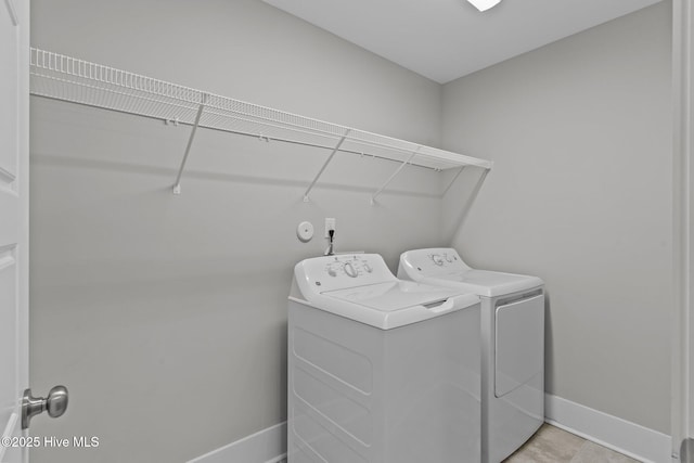 761 Cypress Village Pl, Wilmington, NC 28412 - clothes washing area featuring separate washer and dryer, baseboards, and laundry area