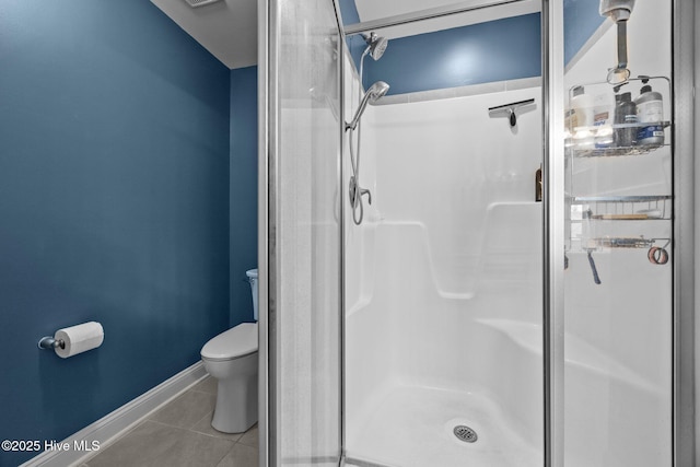 506 White Shoal Way, Sneads Ferry, NC 28460 - bathroom with tile patterned flooring, toilet, and a shower stall