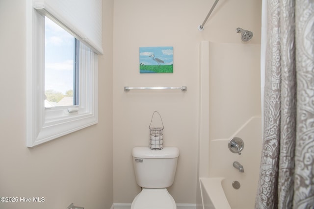 101 Beaufort Walk, Beaufort, NC 28516 - bathroom with shower / bath combination with curtain, baseboards, and toilet