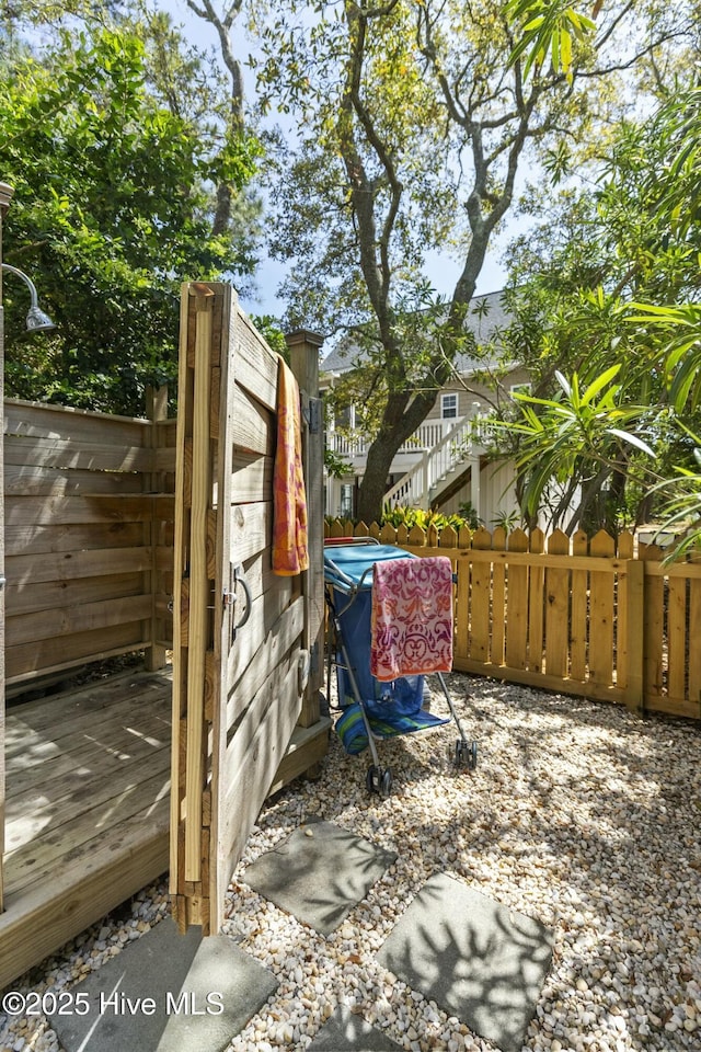exterior space featuring fence