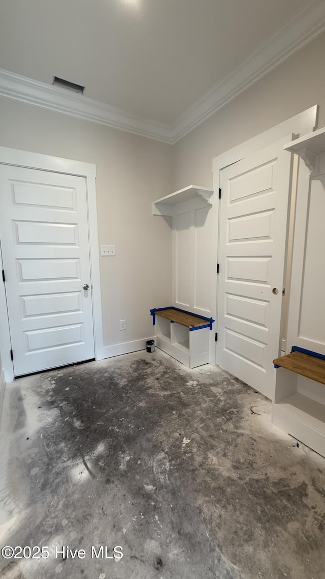 295 E Ivybridge Dr, Hubert, NC 28539 - laundry room with ornamental molding and baseboards