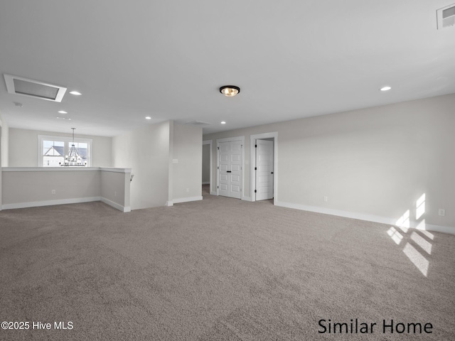 295 E Ivybridge Dr, Hubert, NC 28539 - empty room featuring carpet flooring, recessed lighting, and a chandelier