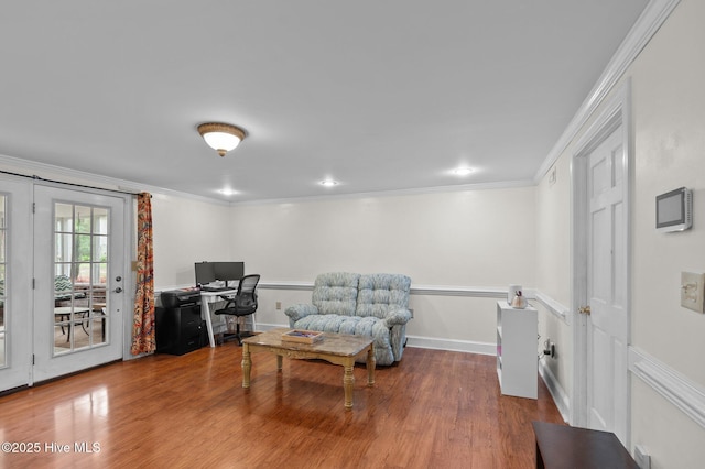 379 Greenbrier Rd, Tarboro, NC 27886 - sitting room with baseboards, ornamental molding, and wood finished floors