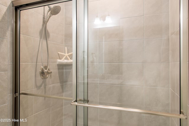 bathroom with a shower stall