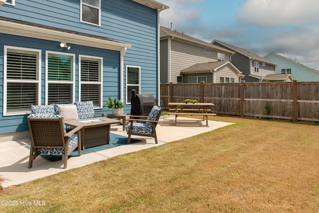 view of patio / terrace with outdoor lounge area and area for grilling