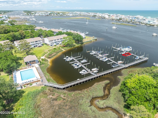 drone / aerial view of a large body of water