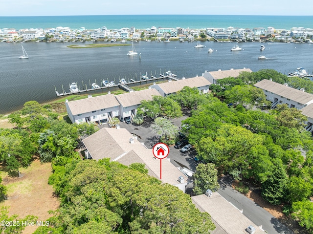 drone / aerial view of a nearby body of water