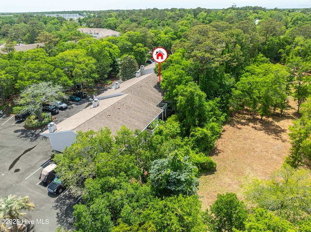 aerial view of a heavily wooded area