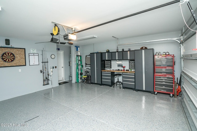 garage with a garage door opener