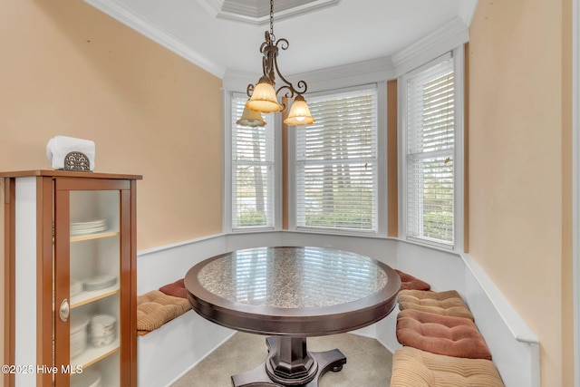 3400 Canmorre Ct, Fayetteville, NC 28306 - dining area featuring ornamental molding and a notable chandelier