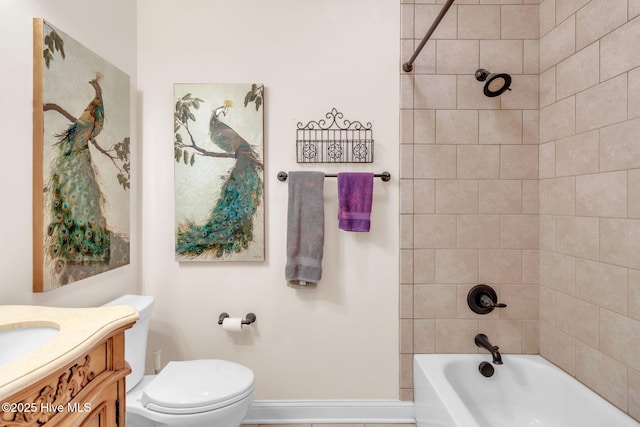 3400 Canmorre Ct, Fayetteville, NC 28306 - full bath with shower / bathtub combination, vanity, baseboards, and toilet