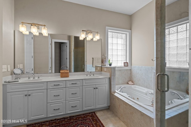 423 Black Diamond Dr, Wilmington, NC 28411 - full bathroom featuring plenty of natural light, double vanity, and a sink
