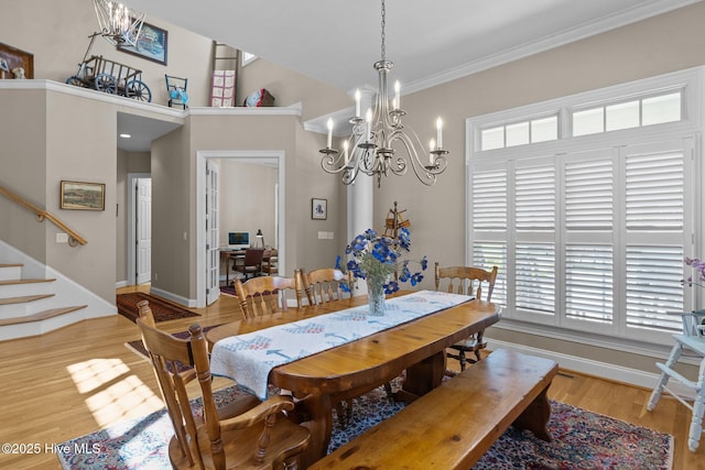423 Black Diamond Dr, Wilmington, NC 28411 - dining space with baseboards, plenty of natural light, and stairs