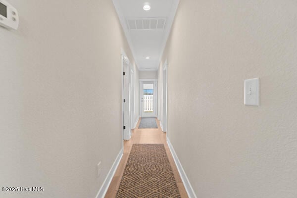 119 Bridgetowne Ave, Edenton, NC 27932 - hall with visible vents, baseboards, recessed lighting, and light wood-style floors