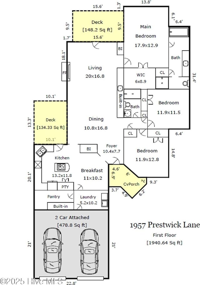 1957 Prestwick Ln, Wilmington, NC 28405 - room layout