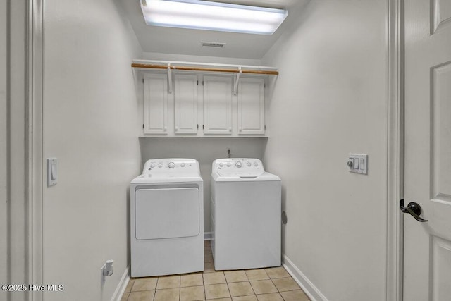 1957 Prestwick Ln, Wilmington, NC 28405 - washroom featuring cabinet space, separate washer and dryer, light tile patterned floors, and baseboards
