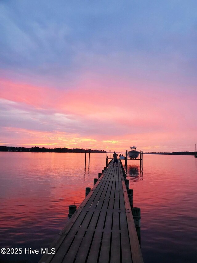 view of dock featuring a water view
