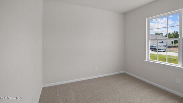 carpeted empty room with baseboards