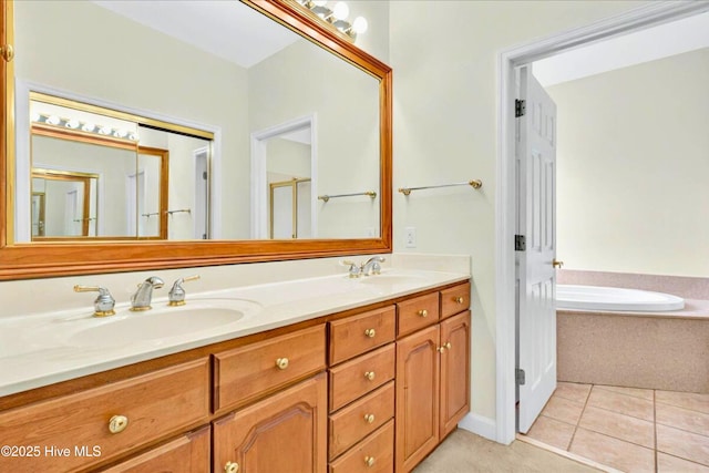 154 Windsor Cir SW, Ocean Isle Beach, NC 28469 - full bath featuring double vanity, a bath, and tile patterned flooring