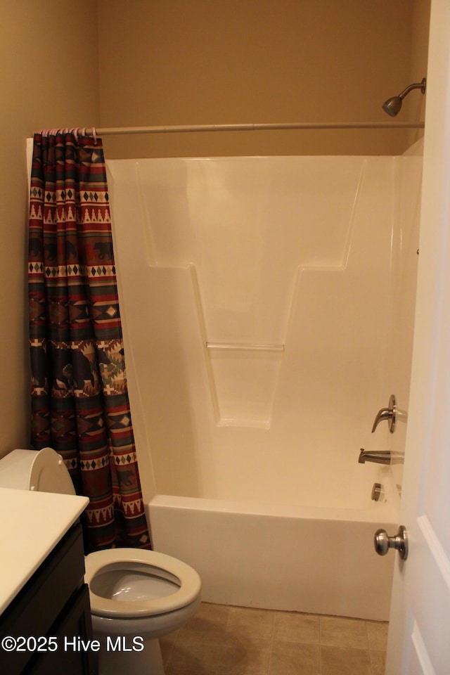 107 Pinyon Ln, Ayden, NC 28513 - bathroom with tile patterned flooring, toilet, vanity, and shower / bath combination with curtain