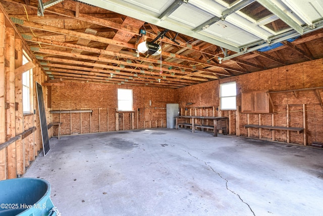 garage with a garage door opener
