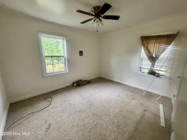 1505 Dover Fort Barnwell Rd, Dover, NC 28526 - spare room featuring carpet floors, ceiling fan, and baseboards