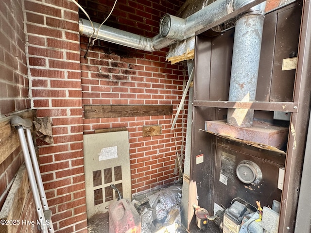 1505 Dover Fort Barnwell Rd, Dover, NC 28526 - basement view of heating unit and brick wall