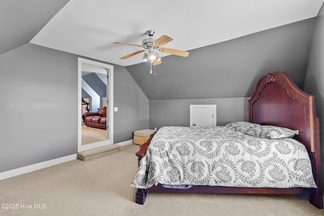 103 Arabian Cir, Beulaville, NC 28518 - carpeted bedroom with vaulted ceiling, a ceiling fan, and baseboards