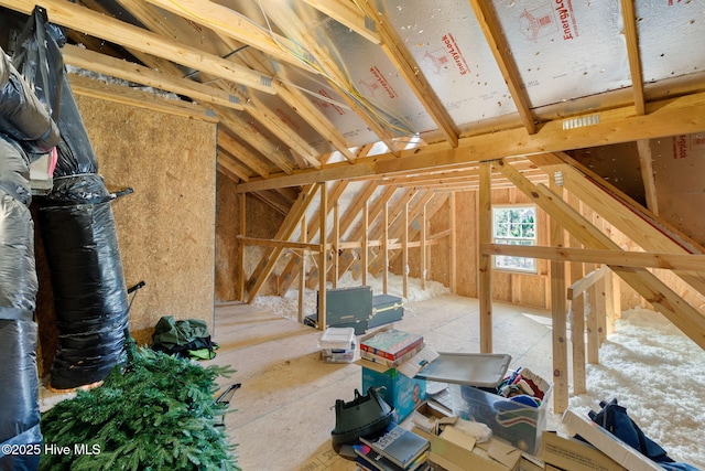 view of unfinished attic