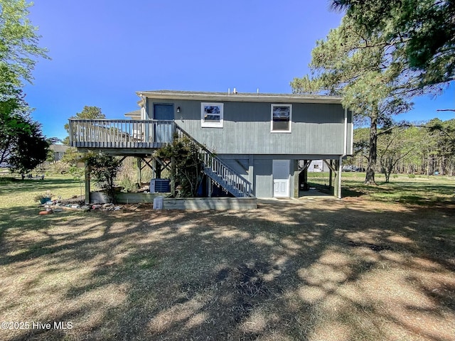 105 Blue Heron Rd, Shiloh, NC 27974 - back of house with central AC, stairway, and a deck