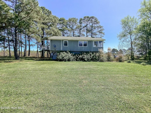 105 Blue Heron Rd, Shiloh, NC 27974 - view of front of home with a front yard, a wooden deck, and stairway
