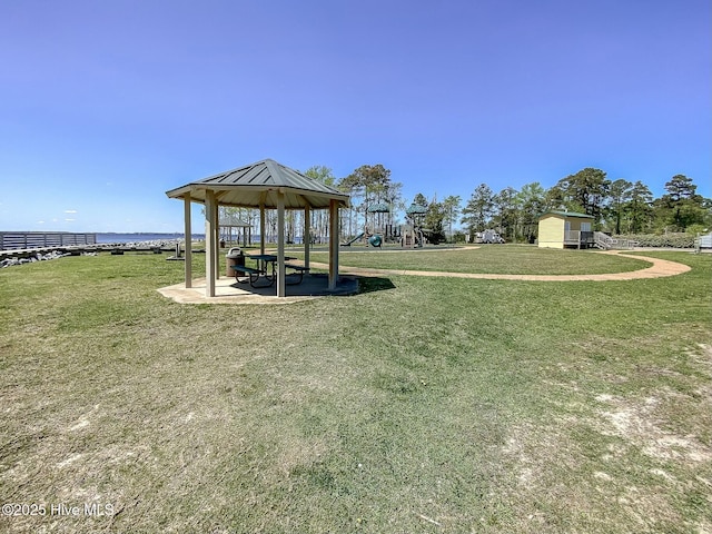 105 Blue Heron Rd, Shiloh, NC 27974 - view of grassy yard with a gazebo, a shed, and an outdoor structure