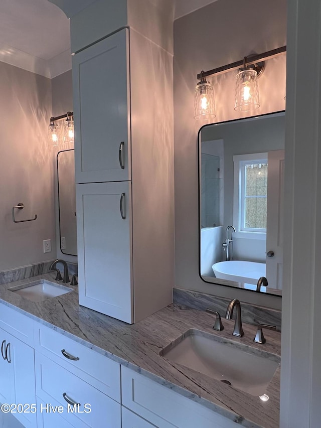 3216 Whichards Beach Rd, Chocowinity, NC 27817 - full bathroom with double vanity and a freestanding bath