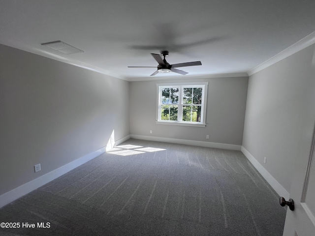 3216 Whichards Beach Rd, Chocowinity, NC 27817 - carpeted spare room featuring crown molding, baseboards, and ceiling fan