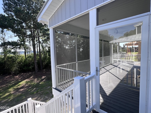 3216 Whichards Beach Rd, Chocowinity, NC 27817 - wooden deck with a sunroom