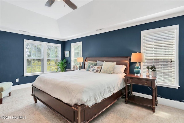 104 Old Club House Ln, Southern Pines, NC 28387 - carpeted bedroom with a ceiling fan, a tray ceiling, visible vents, and baseboards