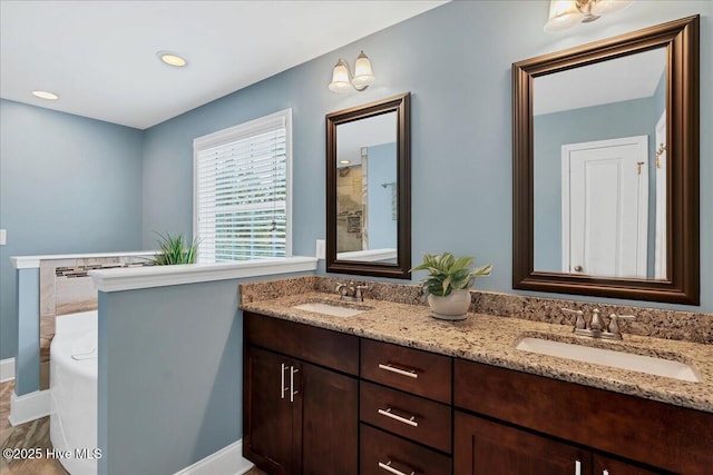 104 Old Club House Ln, Southern Pines, NC 28387 - full bath featuring a bath, baseboards, a healthy amount of sunlight, and marble finish floor