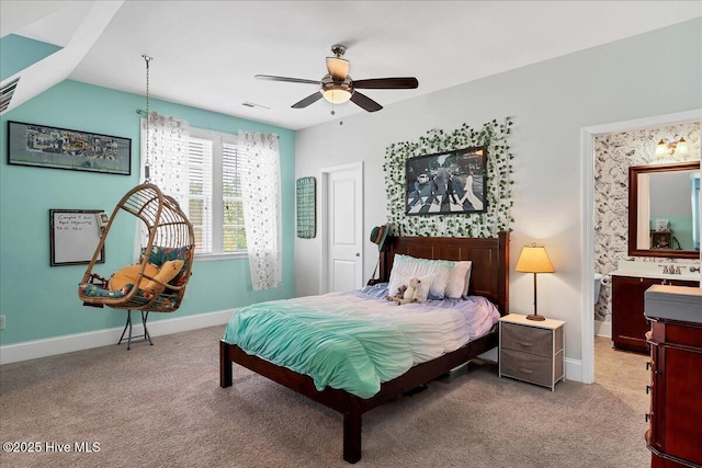 104 Old Club House Ln, Southern Pines, NC 28387 - bedroom featuring carpet flooring, a ceiling fan, baseboards, and visible vents