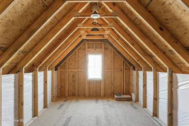 view of unfinished attic