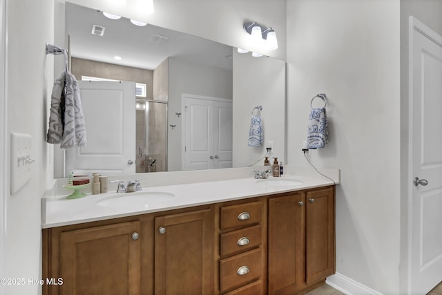 1044 Downrigger Trl, Southport, NC 28461 - bathroom with a stall shower and double vanity